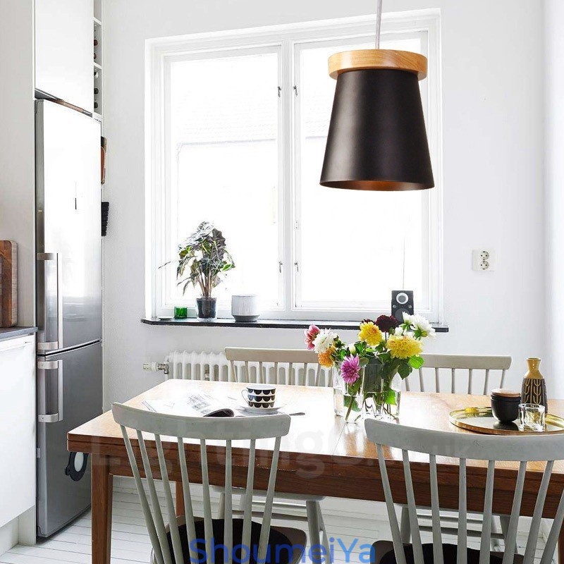 1 ライト 木製 モダン コンテンポラリー 北欧スタイル ペンダント ライト アイアン シェード付き