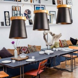 3 ライト 木製 モダン コンテンポラリー 北欧スタイル ペンダント ライト アイアン シェード付き