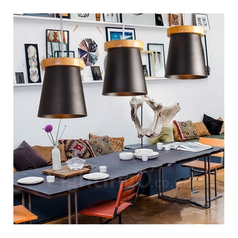 3 ライト 木製 モダン コンテンポラリー 北欧スタイル ペンダント ライト アイアン シェード付き