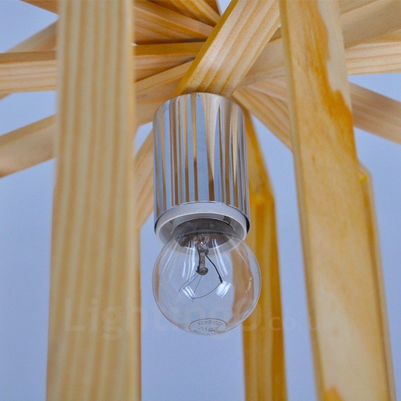 1 ライト 木製 モダン コンテンポラリー 北欧スタイル ペンダント ライト 木製シェード付き