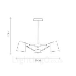 4 灯木製モダンコンテンポラリー北欧スタイルペンダントライト、鉄製シェード付き
