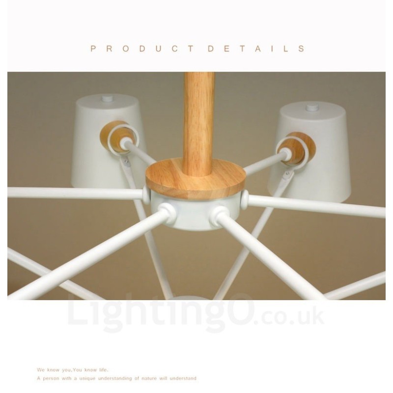 6 ライト 木製 モダン コンテンポラリー 北欧スタイル ペンダント ライト アイアン シェード付き