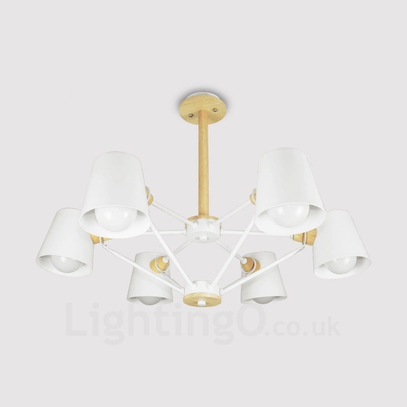 6 ライト 木製 モダン コンテンポラリー 北欧スタイル ペンダント ライト アイアン シェード付き