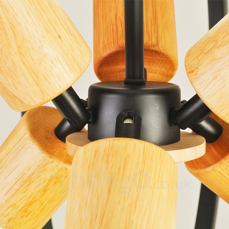 6 ライト アイアン レトロ ヴィンテージ ペンダント ライト アイアン シェード付き