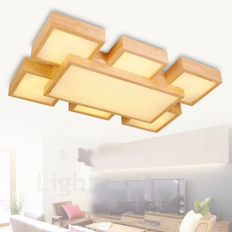 6モダンで現代的な北欧スタイルのフラッシュマウント天井ライト、アクリルシェード付き