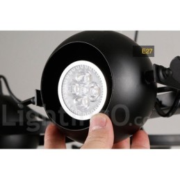 6 ライト レトロ ヴィンテージ ブラック アイアン ペンダント ライト、ブラック アイアン ボール シェード付き