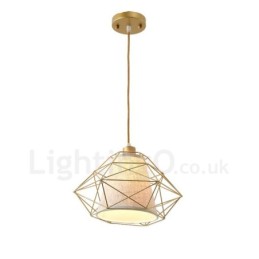 1 ライト レトロ ヴィンテージ ブラック アイアン ペンダント ライト ファブリック シェード付き