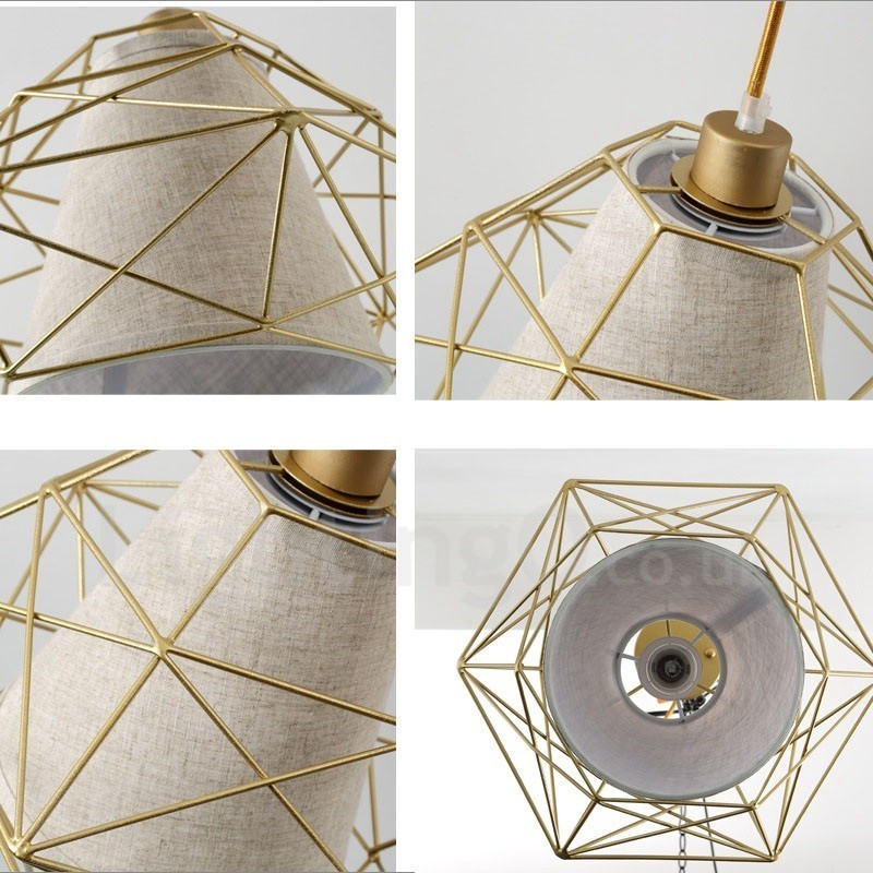 1 ライト レトロ ヴィンテージ ブラック アイアン ペンダント ライト ファブリック シェード付き