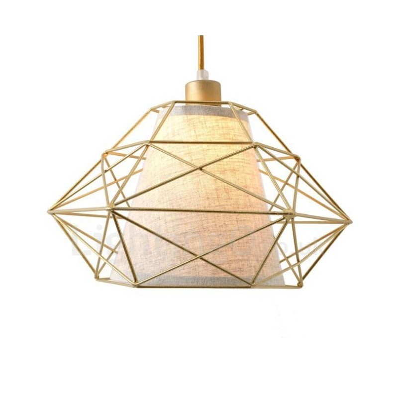 1 ライト レトロ ヴィンテージ ブラック アイアン ペンダント ライト ファブリック シェード付き