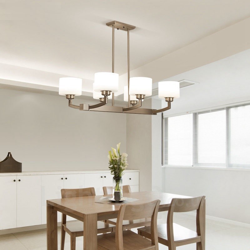 6 ライト モダン クローム ペンダント ライト 屋内 シャンデリア ホーム 吊り下げ照明 ランプ 器具 ガラス シェード付き