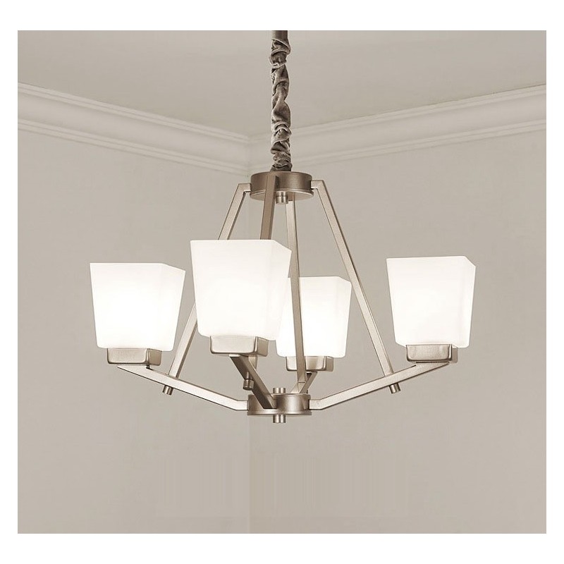 4 ライト クローム ペンダント ライト 屋内 モダン シャンデリア ホーム 吊り下げ照明 ランプ 器具 ガラス シェード付き