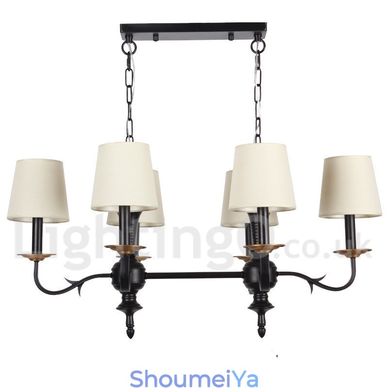 6 ライト 素朴なレトロ ブラック キャンドル スタイル シャンデリア