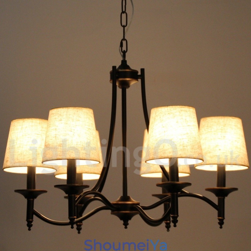 6 ライト 素朴なレトロ ブラック コンテンポラリー キャンドル スタイル シャンデリア