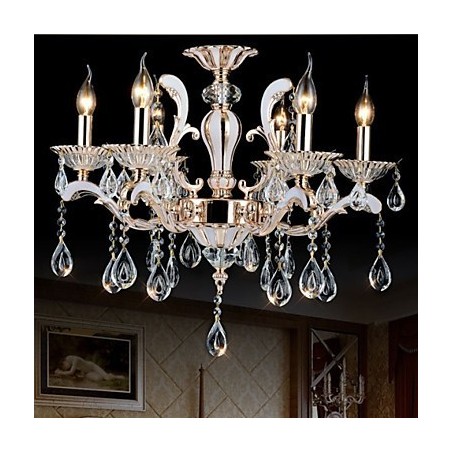 ヨーロッパスタイルの高級キャンドルクリスタルペンダント亜鉛合金ランプ