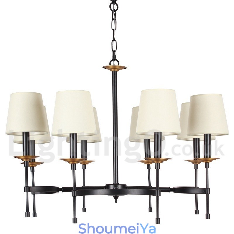 8 ライト ラスティック ブラック レトロ キャンドル スタイル シャンデリア
