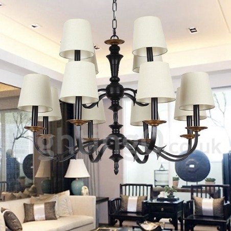 12 ライトの素朴なレトロ キャンドル スタイル シャンデリア