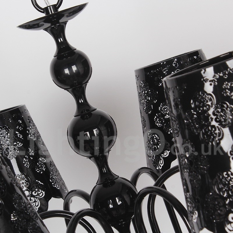 6 ライト モダン コンテンポラリー 中空 ブラック キャンドル スタイル シャンデリア