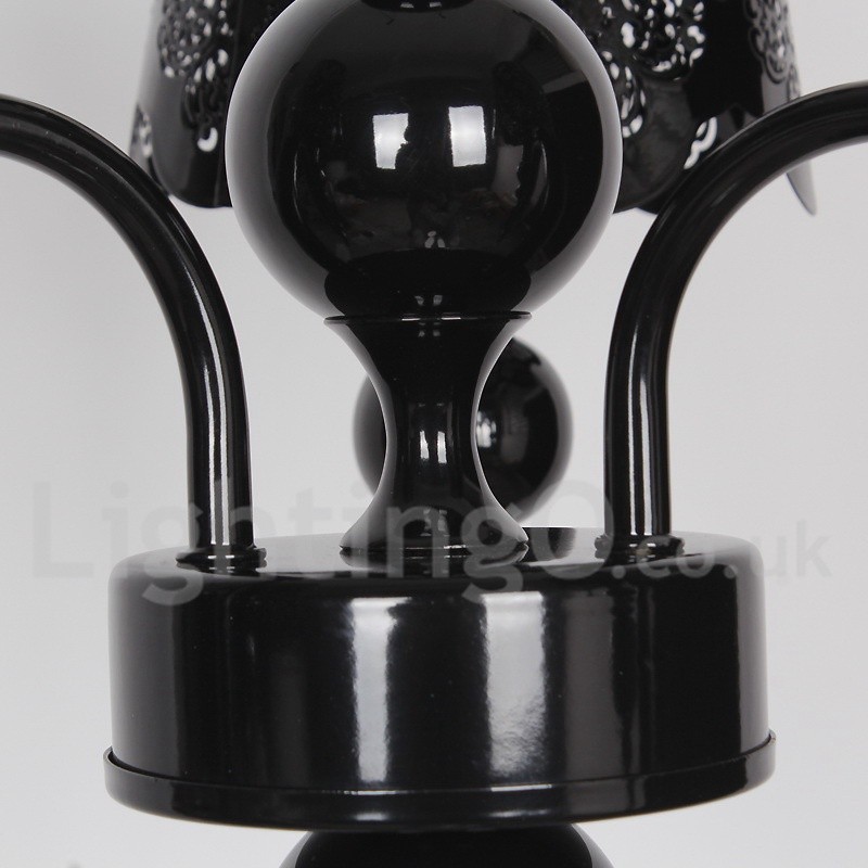 3 ライト モダン コンテンポラリー 中空 ブラック キャンドル スタイル シャンデリア