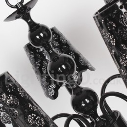 5 ライト モダン コンテンポラリー 中空 ブラック キャンドル スタイル シャンデリア