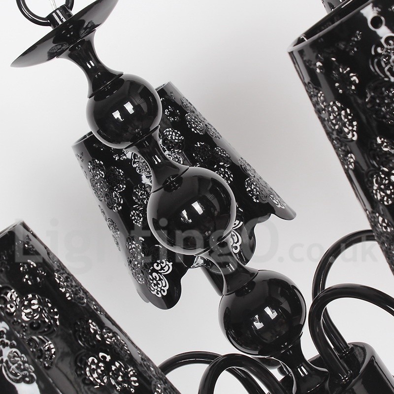 5 ライト モダン コンテンポラリー 中空 ブラック キャンドル スタイル シャンデリア