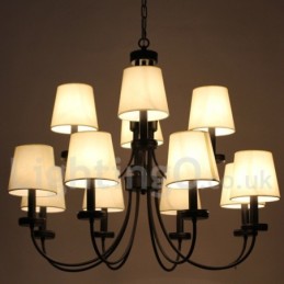 12 ライト レトロ コンテンポラリー 2 段 ブラック キャンドル スタイル シャンデリア