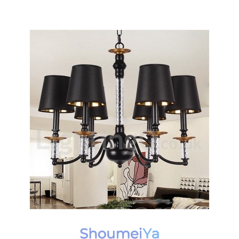 6 ライト ブラック レトロ キャンドル スタイル シャンデリア