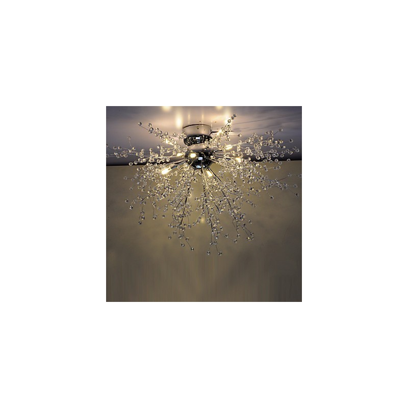 モダン グローブ クリスタル クローム メタル シャンデリア