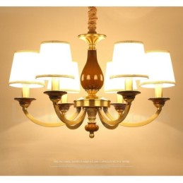 6 ライト レトロ 素朴 高級 真鍮 ペンダント ランプ シャンデリア ガラス シェード付き