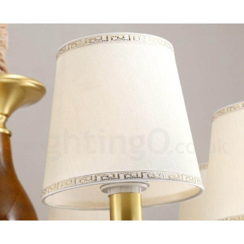 6 ライト レトロ 素朴 高級 真鍮 ペンダント ランプ シャンデリア ガラス シェード付き