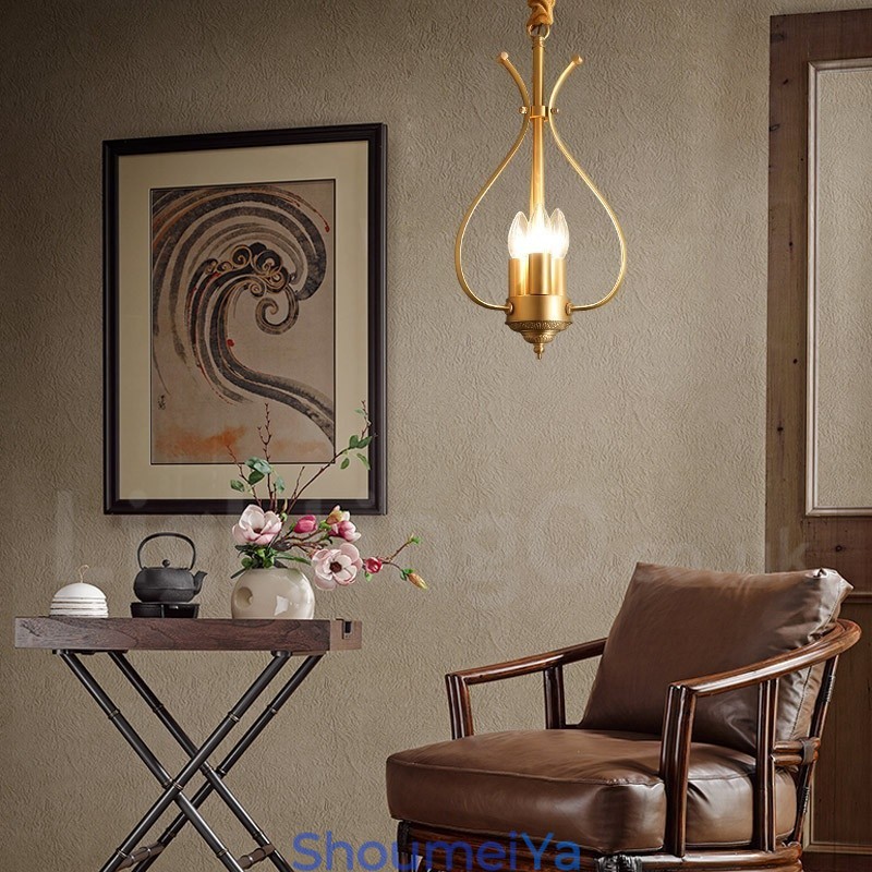 4 ライト レトロ 素朴 高級 真鍮 ペンダント ランプ シャンデリア