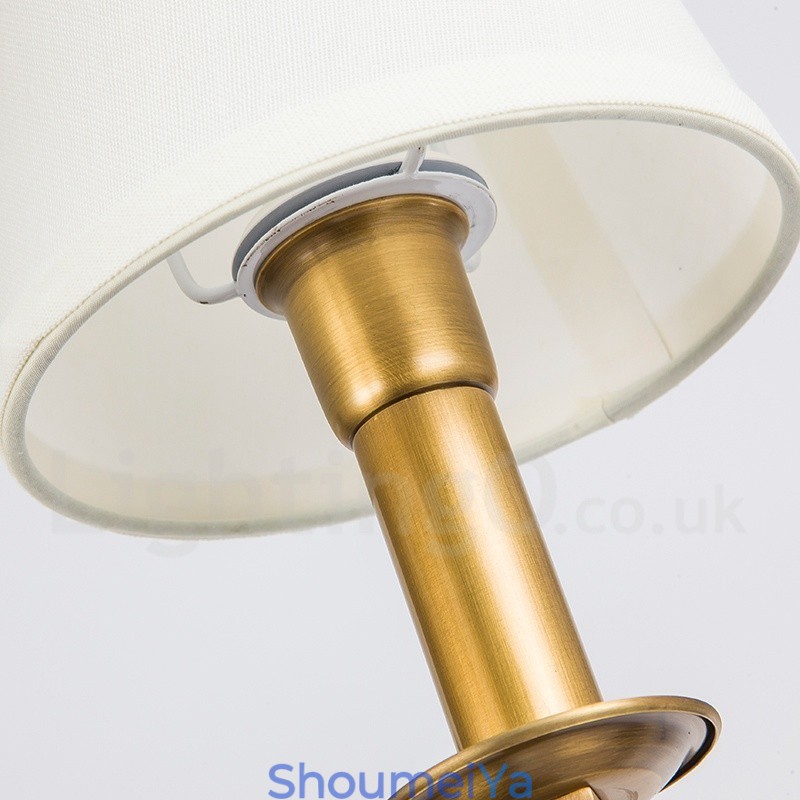 8 ライト レトロ 素朴 高級 真鍮 ペンダント ランプ シャンデリア ファブリック シェード付き