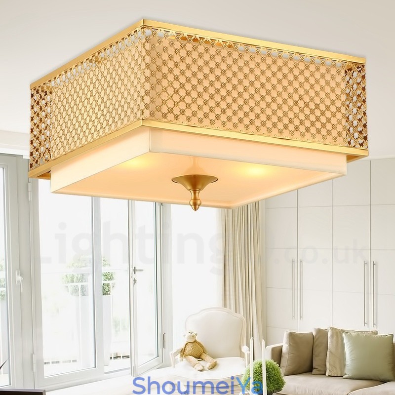 4 ライト レトロ 素朴 高級 真鍮 ペンダント ランプ シャンデリア ファブリック シェード付き