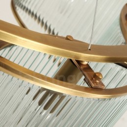 8 ライト レトロ 素朴 高級 真鍮 ペンダント ランプ シャンデリア ガラス シェード付き