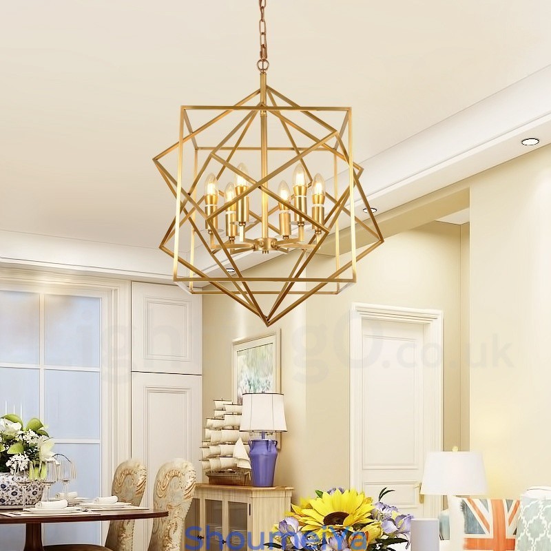 6 ライト レトロ 素朴 高級 真鍮 ペンダント ランプ シャンデリア