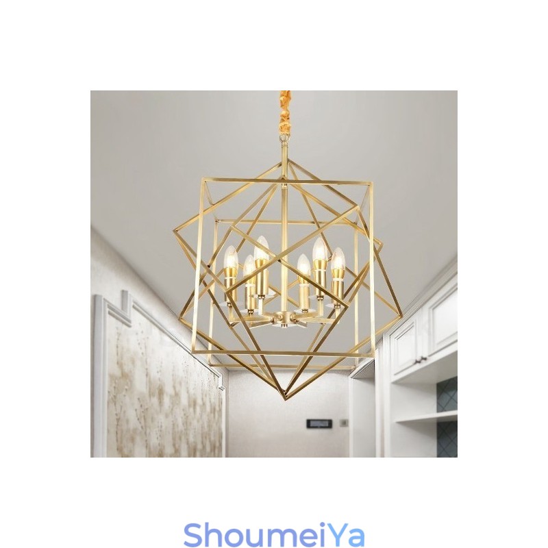 6 ライト レトロ 素朴 高級 真鍮 ペンダント ランプ シャンデリア