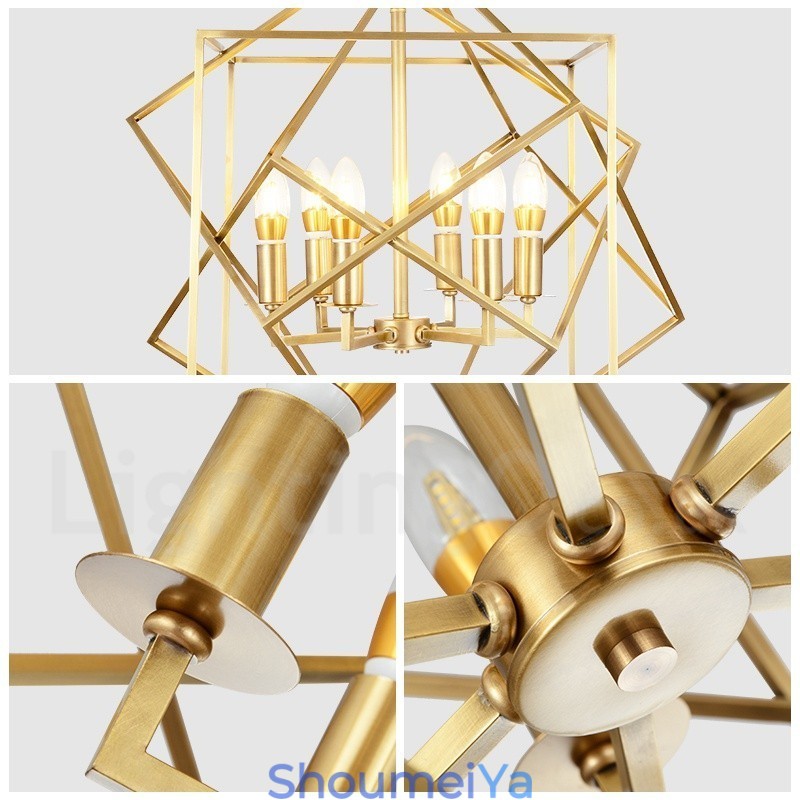 6 ライト レトロ 素朴 高級 真鍮 ペンダント ランプ シャンデリア