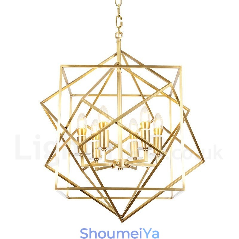 6 ライト レトロ 素朴 高級 真鍮 ペンダント ランプ シャンデリア