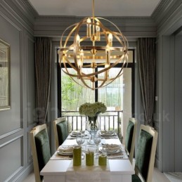 8 ライト レトロ 素朴 高級 真鍮 ペンダント ランプ シャンデリア