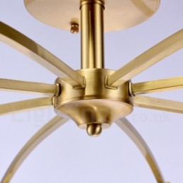 8 ライト レトロ 素朴 高級 真鍮 ペンダント ランプ シャンデリア ガラス シェード付き