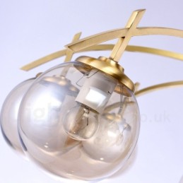 8 ライト レトロ 素朴 高級 真鍮 ペンダント ランプ シャンデリア ガラス シェード付き