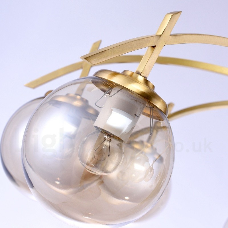 8 ライト レトロ 素朴 高級 真鍮 ペンダント ランプ シャンデリア ガラス シェード付き