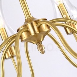 8 ライト レトロ 素朴 高級 真鍮 ペンダント ランプ シャンデリア ガラス シェード付き