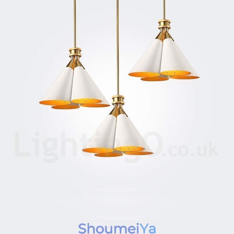 4 ライト レトロ 素朴 高級 アルミ合金 ペンダント ランプ シャンデリア アルミ合金 シェード付き