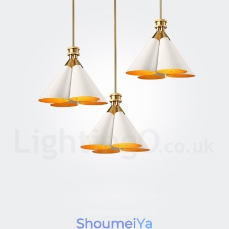 4 ライト レトロ 素朴 高級 アルミ合金 ペンダント ランプ シャンデリア アルミ合金 シェード付き