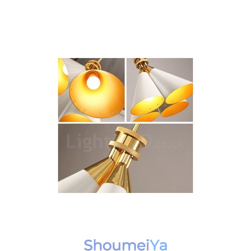 4 ライト レトロ 素朴 高級 アルミ合金 ペンダント ランプ シャンデリア アルミ合金 シェード付き