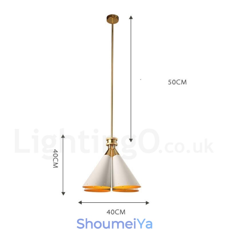 4 ライト レトロ 素朴 高級 アルミ合金 ペンダント ランプ シャンデリア アルミ合金 シェード付き