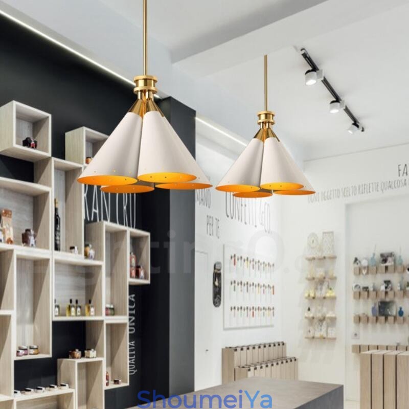 4 ライト レトロ 素朴 高級 アルミ合金 ペンダント ランプ シャンデリア アルミ合金 シェード付き