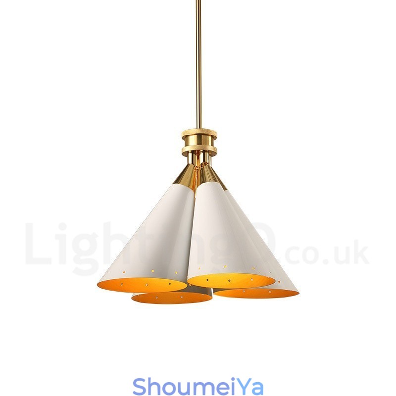 4 ライト レトロ 素朴 高級 アルミ合金 ペンダント ランプ シャンデリア アルミ合金 シェード付き