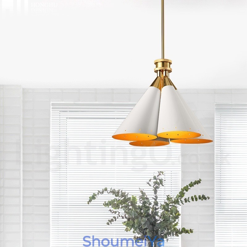4 ライト レトロ 素朴 高級 アルミ合金 ペンダント ランプ シャンデリア アルミ合金 シェード付き