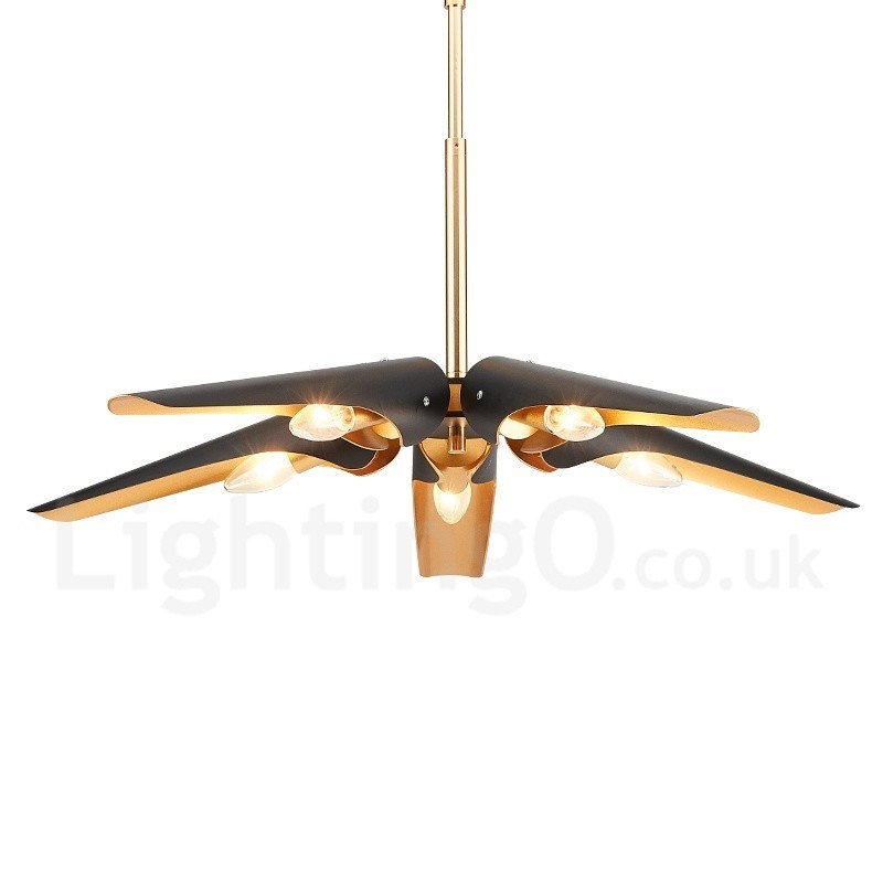 5 ライト レトロ 素朴 高級 アルミ合金 ペンダント ランプ シャンデリア アルミ合金 シェード付き